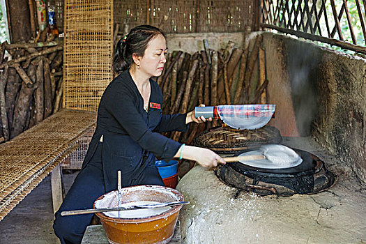 越南,胡志明市,古芝地道,糯米纸,制作