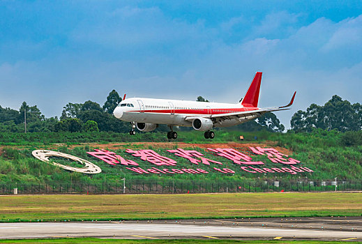 四川省成都市双流国际机场降落的民航客机