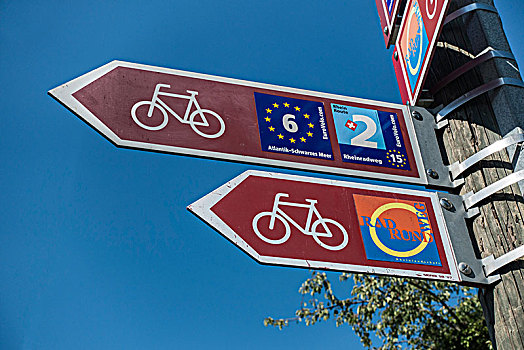 路牌,地区性,欧洲,自行车道,莱茵河,阿尔皋,瑞士