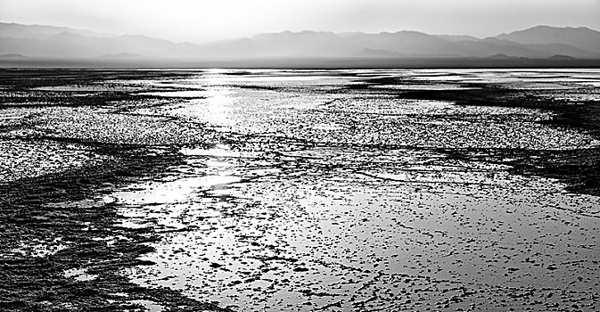 达纳基勒,埃塞俄比亚,非洲,盐湖,日落,风景