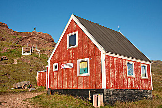 格陵兰,东方,住宅区,红色,屋舍,维京,雕塑,远景,大幅,尺寸