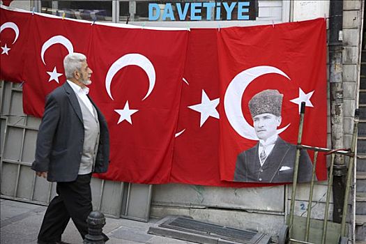 男人,店,土耳其人,旗帜,图像,藍色清真寺,伊斯坦布尔,土耳其