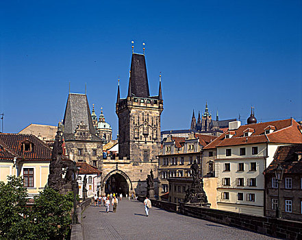立交桥,塔,老城,布拉格,捷克共和国,哥特式建筑