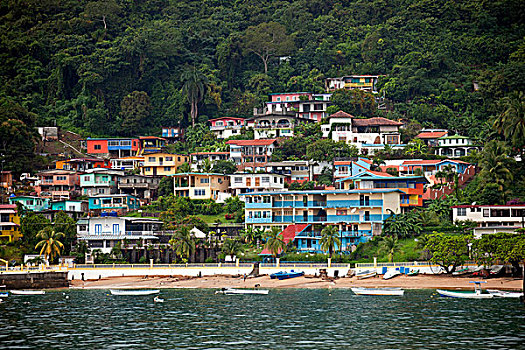 海滩,彩色,房子,岛屿,巴拿马,中美洲