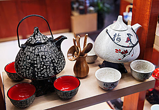 中国茶,展示,商店,上海,瓷器,亚洲
