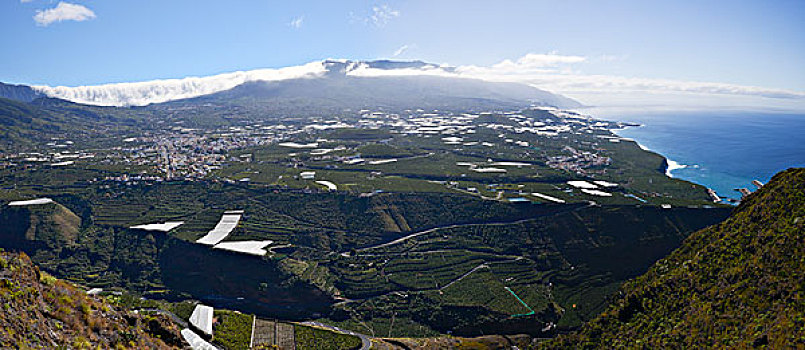 俯视,山谷,靠近,眺台,时间,帕尔玛,圣克鲁斯-德特内里费,加纳利群岛