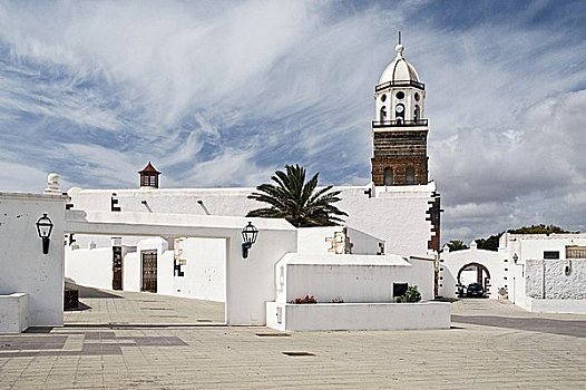 白色,建筑,圣麦古尔教堂,特盖斯,兰索罗特岛,西班牙