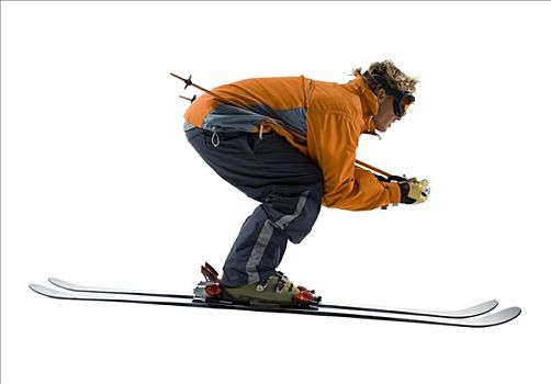 男性,滑雪者,橙色,滑雪服