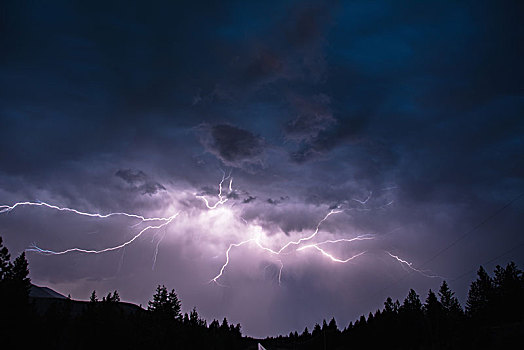 闪电,天空,上方,加拿大,落基山脉,库特尼,区域,不列颠哥伦比亚省