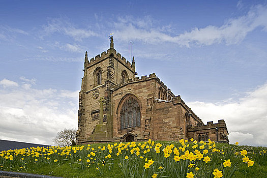 英格兰,柴郡,教区教堂,展示,砂岩,教堂,14世纪,建筑,相同,场所
