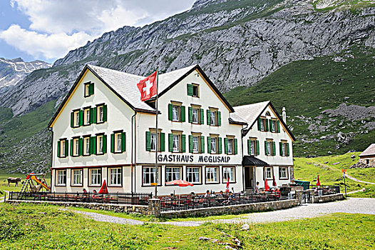 山,餐馆,阿尔卑斯山,阿彭策尔,瑞士,欧洲