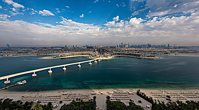 城市,迪拜,阿联酋,桥,岛屿,波斯湾,前景