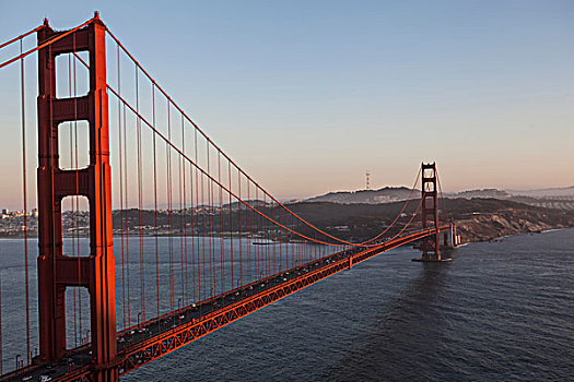 俯视图,金门大桥,上方,旧金山湾,旧金山,加利福尼亚,美国