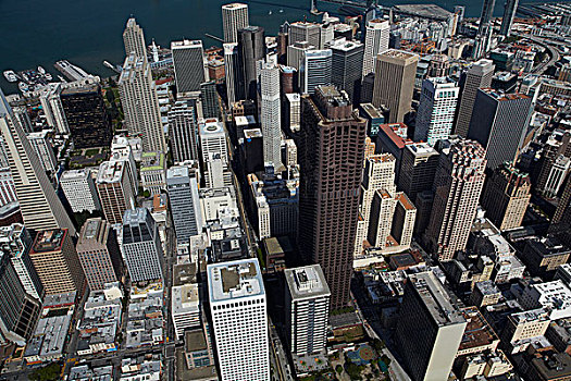 美国,加利福尼亚,旧金山,摩天大楼,街道,市区,俯视