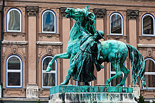 骑马雕像,城堡,山,布达佩斯,匈牙利