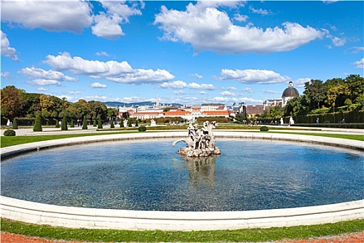 喷泉,观景楼,花园,维也纳