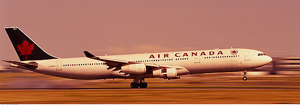 模糊,飞机,降落,皮尔森国际机场,多伦多,安大略省,加拿大