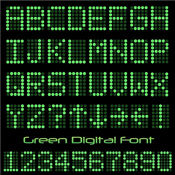绿色,数码,字体