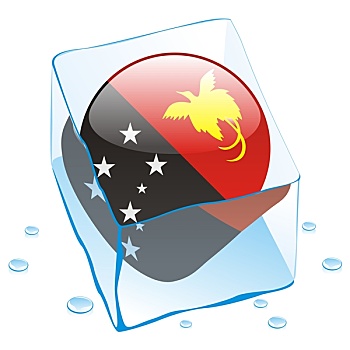 巴布亚新几内亚,旗帜,冰冻,冰块