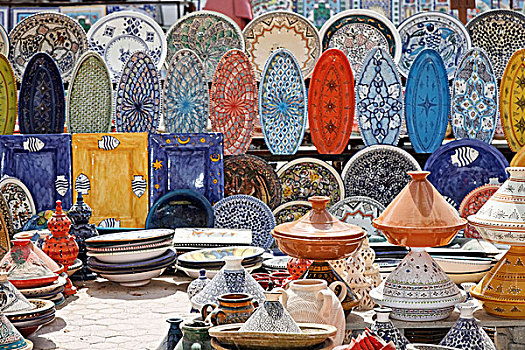 陶器,陶瓷,罐,市场,露天市场,杰尔巴,岛屿,突尼斯,北非,非洲