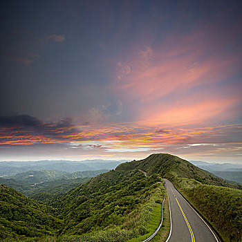 绿色,道路,蓝天