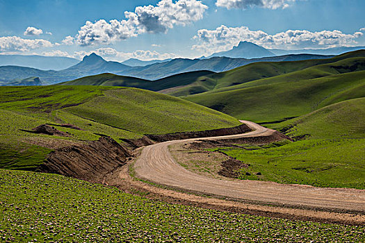 道路,绿色,风景,人工湖,边界,伊朗,伊拉克,库尔德斯坦,大幅,尺寸