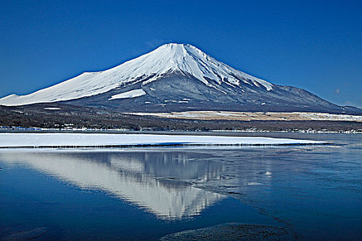 颠倒,反射,山,富士山,风景,湖