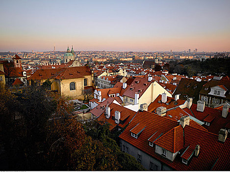 俯视,城市,布拉格,捷克共和国