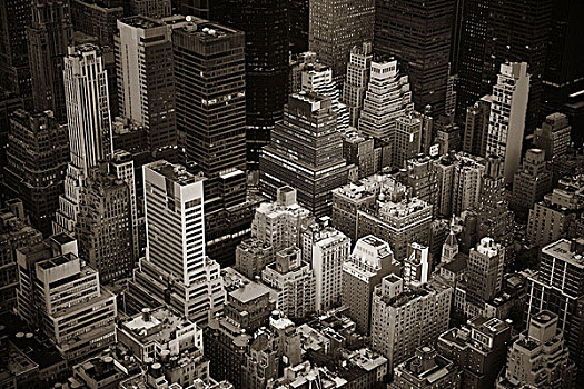 市中心,摩天大楼,屋顶,风景,纽约