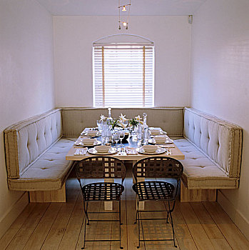 软长椅,桌子,简单,亲昵,就餐,凹室
