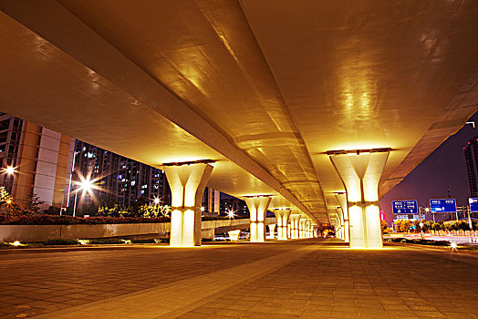 空,人行道,仰视,高架路,现代,城市