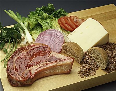 生食,肉,蔬菜,案板