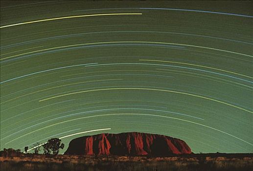 艾尔斯巨石,乌卢鲁巨石,星空,红色,中心,北领地州,澳大利亚