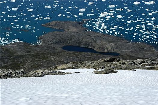 雪地,岩石海岸,冰山,峡湾