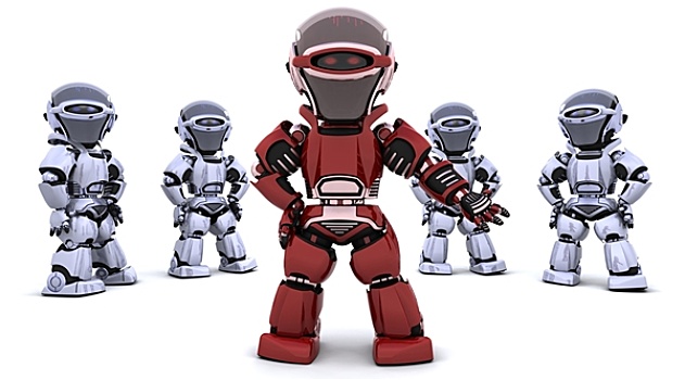 红色,机器人,领导,团队
