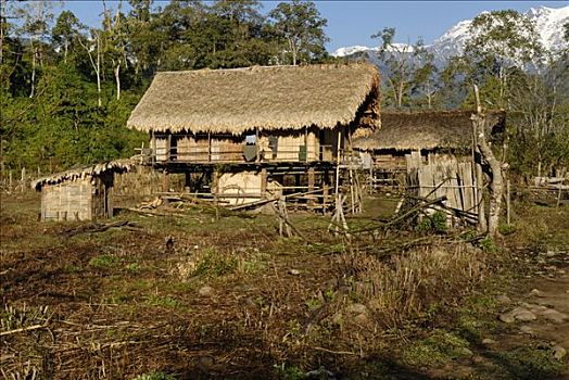 竹子,房子,农场,北方,缅甸,克钦邦,亚洲