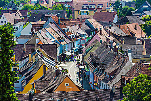 屋顶,俯视,历史,城镇,巴登符腾堡,德国