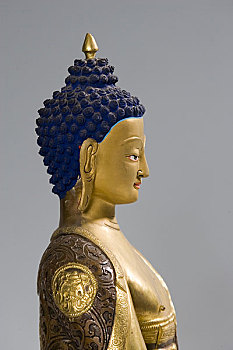 藏传佛像,清,铜鎏金