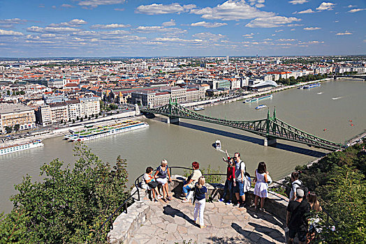 风景,山,上方,自由,桥,多瑙河,害虫,布达佩斯,匈牙利