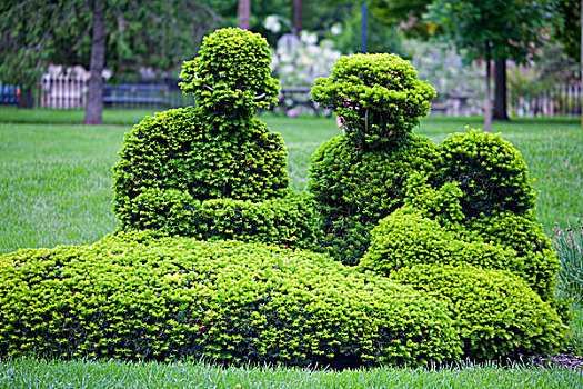 绿雕塑,花园,聋,学校,公园,哥伦布,俄亥俄,美国
