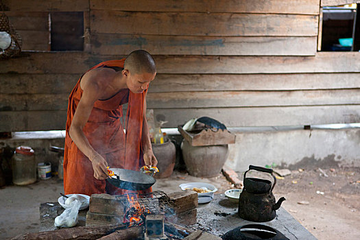 柬埔寨,区域,收获,僧侣,烹调