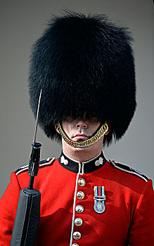 女王卫兵,皇家卫兵,熊皮,帽子,伦敦塔,伦敦,英格兰,英国,欧洲