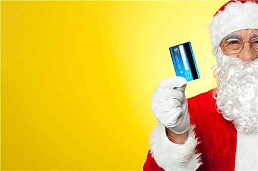 局部,图像,圣诞老人,拿着,信用卡