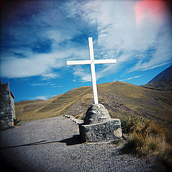 白色,十字架,安第斯山,阿根廷