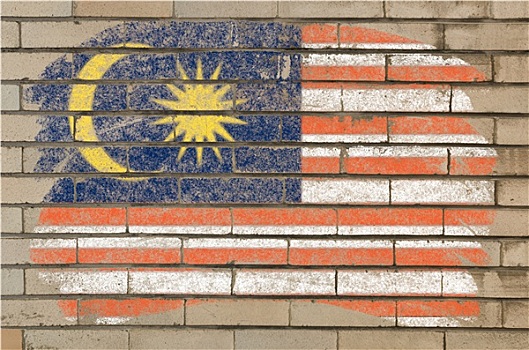 旗帜,马来西亚,低劣,砖墙,涂绘,粉笔