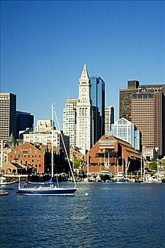 帆船,河,波士顿港,波士顿,马萨诸塞,美国