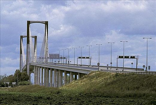吊桥,上方,瓜达尔基维尔河,西班牙,塞维利亚,安达卢西亚