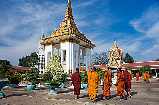 佛教,僧侣,皇家,宫殿,金边,柬埔寨,印度支那,东南亚,亚洲