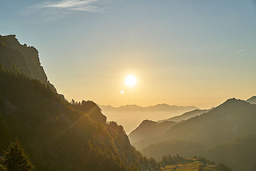 山景,山脉全景,日出,奥斯塔谷,意大利,欧洲