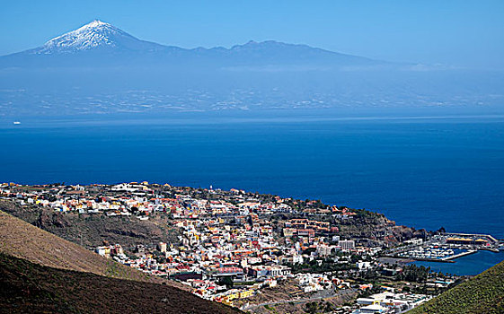 圣塞巴斯蒂安,背影,火山,特内里费岛,加纳利群岛,西班牙,欧洲
